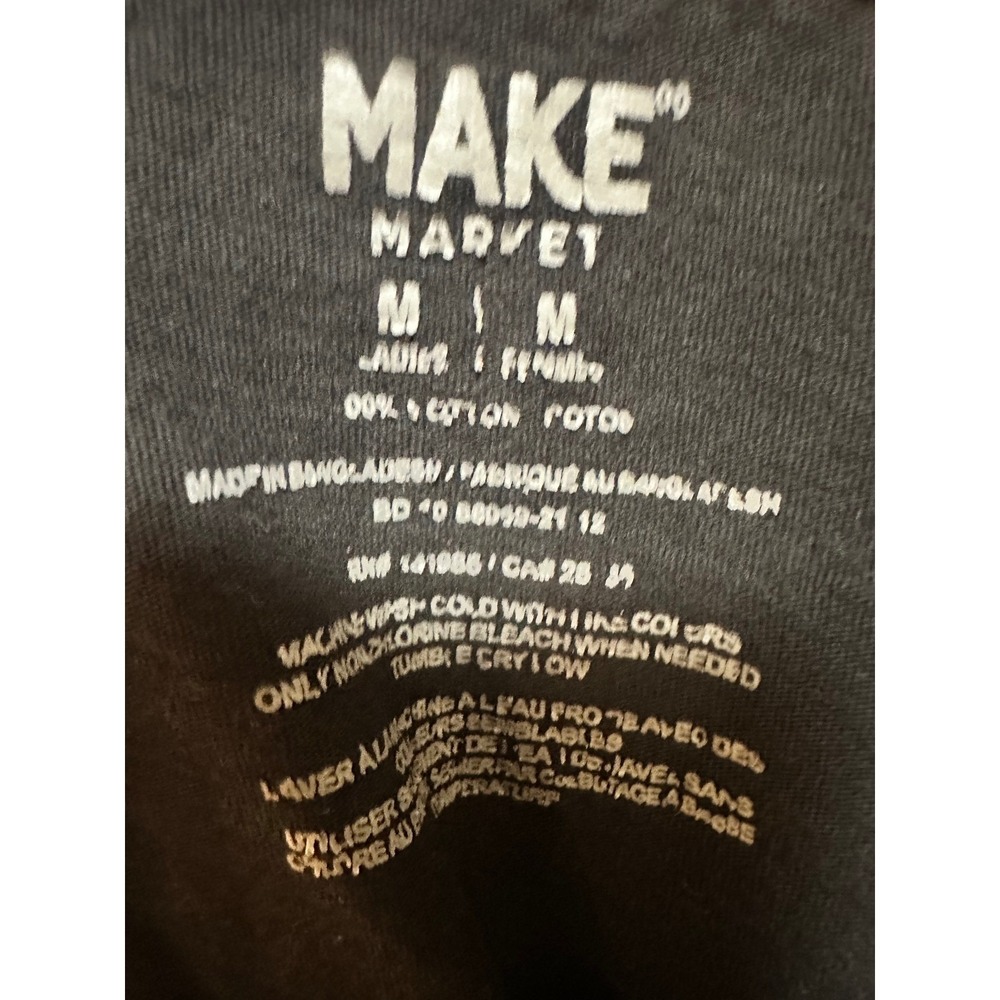 Make Market Black Cotton Tank Top Pink Glitter Silhouette Graphic Womens Medium - Picture 2 of 6